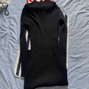 Elegant Black Ribbed Knit Dress